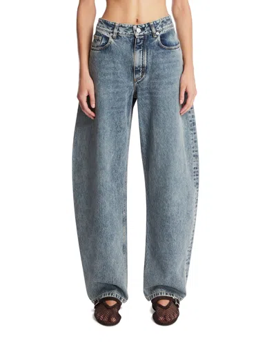 Alaïa Blue Rounded Denim Jeans In Blue Blu   #03326c