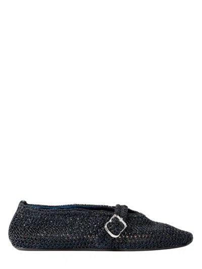 Alaïa Knitted Bright Silk Ballet Flats In Black
