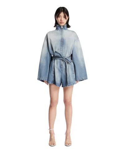 Alaïa Blue Short Denim Jumpsuit