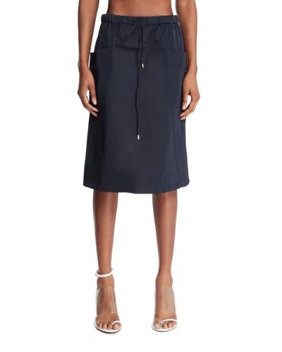 Alaïa Blue Silk-blend Skirt In Brown