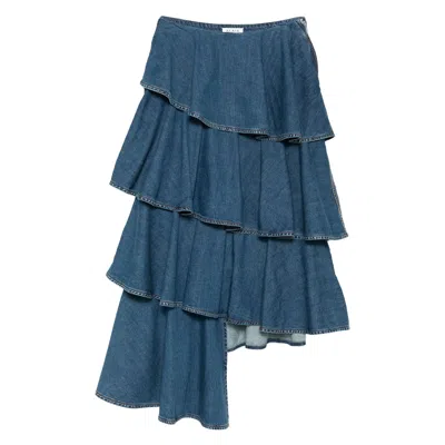 ALAÏA ALAÏA BLUE SKIRTS - ASYMMETRIC & DRAPED SKIRTS WOMEN