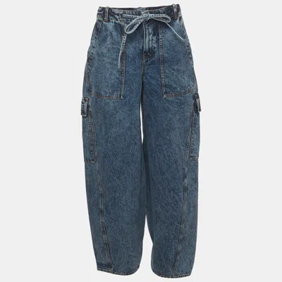 Pre-owned Alaïa Blue Snow Denim Cargo Jeans S/waist 29"
