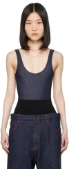 Alaïa Tank Top Bodysuit In 530 - Bleu Fonce