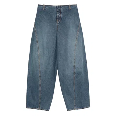 ALAÏA ALAÏA BLUE TROUSERS - HIGH-WAISTED TROUSERS WOMEN