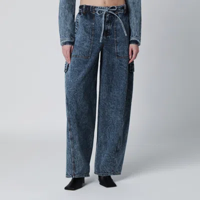 Alaïa Blue Washed Denim Cargo Trousers