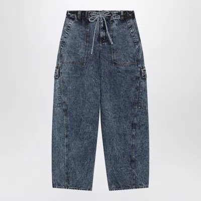 Alaïa Blue Washed Denim Cargo Trousers