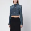 Alaïa Blue Washed Denim High-neck Jacket In Blue