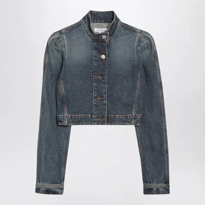 ALAÏA ALAIA  BLUE WASHED DENIM HIGH-NECK JACKET