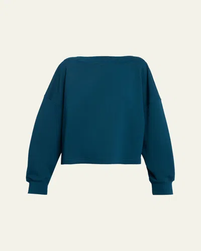 Alaïa Boatneck Oversized Sweatshirt In Blue