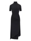 Alaïa Draped Asymmetric Midi Dress In Black  