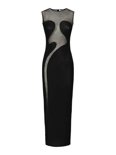 Alaïa Body Conscious Knitted Tailored Dress In Black