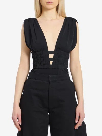 Alaïa Deese Jersey Bodysuit In Black