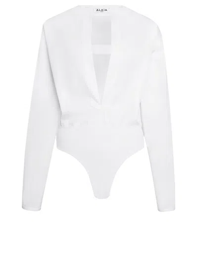 Alaïa Deep V-neck One-piece Shirt In White