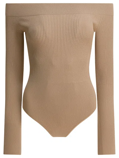 Alaïa Body Off Shoulder In Neutral