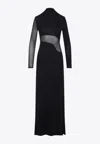Alaïa Sheer Bodice High-neck Dress In Black