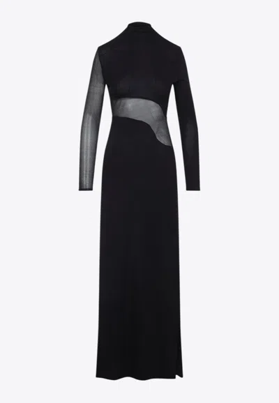 ALAÏA BODYCON PANELED MAXI DRESS