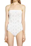 Alaïa Python Lace Knit Bustier Bodysuit In White