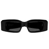 Alaïa Bold Black Rectangular Sunglasses With Wide Temples In Transparent