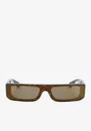 Alaïa Bold Rectangular Mask Sunglasses In Brown