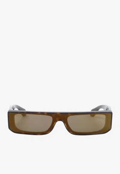 Alaïa Bold Rectangular Mask Sunglasses In Brown