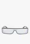 Alaïa Bold Rectangular Mask Sunglasses In Silver