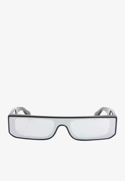 Alaïa Bold Rectangular Mask Sunglasses In Silver