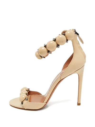 Pre-owned Alaïa Bombe Beaded Sandals In Neutral