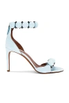 Alaïa La Bombe 90 Embellished Studded Suede Sandals In Ciel