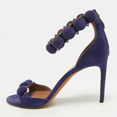 Pre-owned Alaïa Bombe Size 40.5 Purple Suede Ankle Strap Sandals