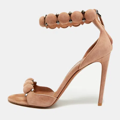 Pre-owned Alaïa Bombe Size 41 Beige Suede Ankle Strap Sandals