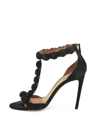 Pre-owned Alaïa Bombe T-strap Sandals In Black