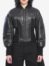 Alaïa Womens Noir Alaia Cinched Leather Bomber Jacket In Black