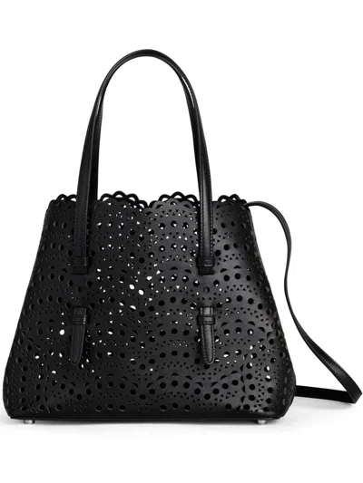 Alaïa Borsa Mina 25 In Lussuosa Pelle Di Vitello Vienne A Onde In Nero