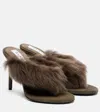Alaïa Alaia Boudoir 90 Shearling-trimmed Suede Mules In Brown