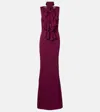 Alaïa Bow-detail Halterneck Jersey Gown In Burgundy