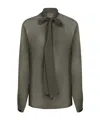 Alaïa Bow Detailed Georgette Blouse In Green