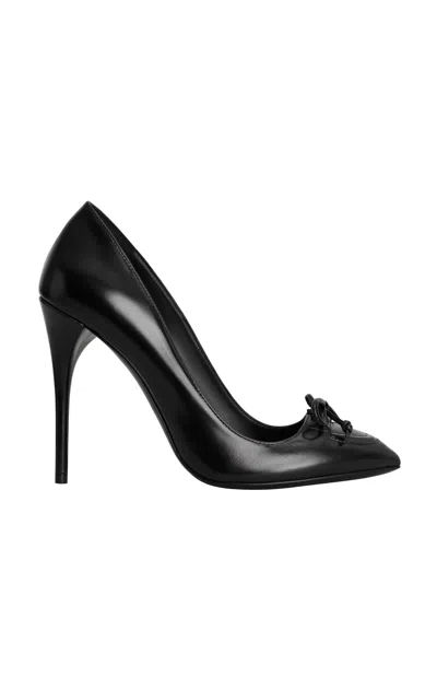 ALAÏA BOW-DETAILED LEATHER PUMPS