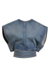 Alaïa Alaia Faded Blue Cotton Belted Top In Blue
