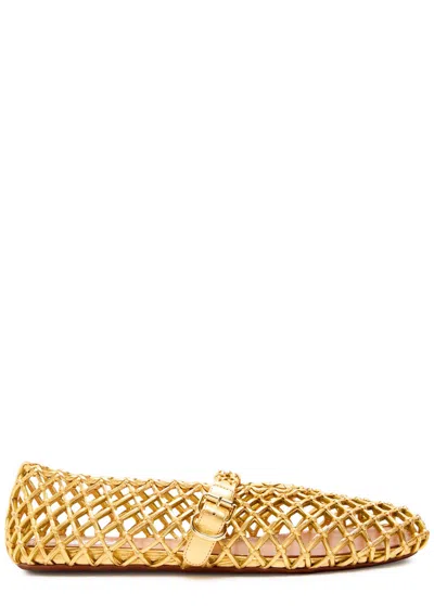 Alaïa Braided Metallic Leather Ballet Flats In Gold