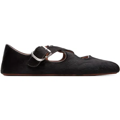 Alaïa Brown Criss Cross Ballerina Flats In Black