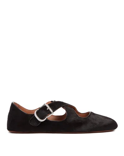Alaïa Brown Cross-strap Flat Ballerinas