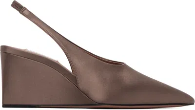 Alaïa Brown Cube Wedge Slingback Heels In Burgundy