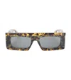 Alaïa Brown Havana Rectangular Sunglasses In Yellow