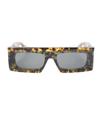 Alaïa Brown Havana Rectangular Sunglasses In Yellow