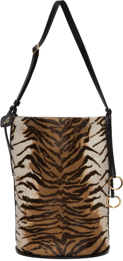 Alaïa Brown Hip Small Bucket Bag In Animal Print
