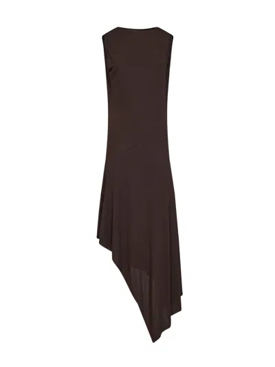 Alaïa Brown Jersey Crepe Backless Midi Dress In Burgundy