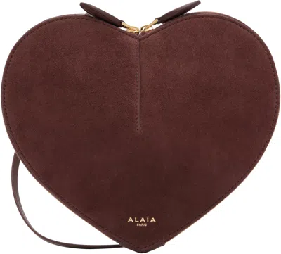 Alaïa Brown 'le Coeur' Bi-material Bag In Pink