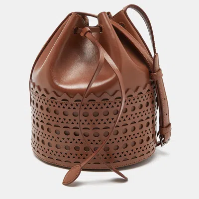 Pre-owned Alaïa Brown Leather Drawstring Bucket Bag
