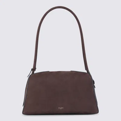 Alaïa Le Bouledogue Bowling Shoulder Bag In Nubuck Leather In Brown