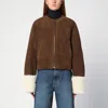 Alaïa Sheep Shearling Aviator Jacket In Beige